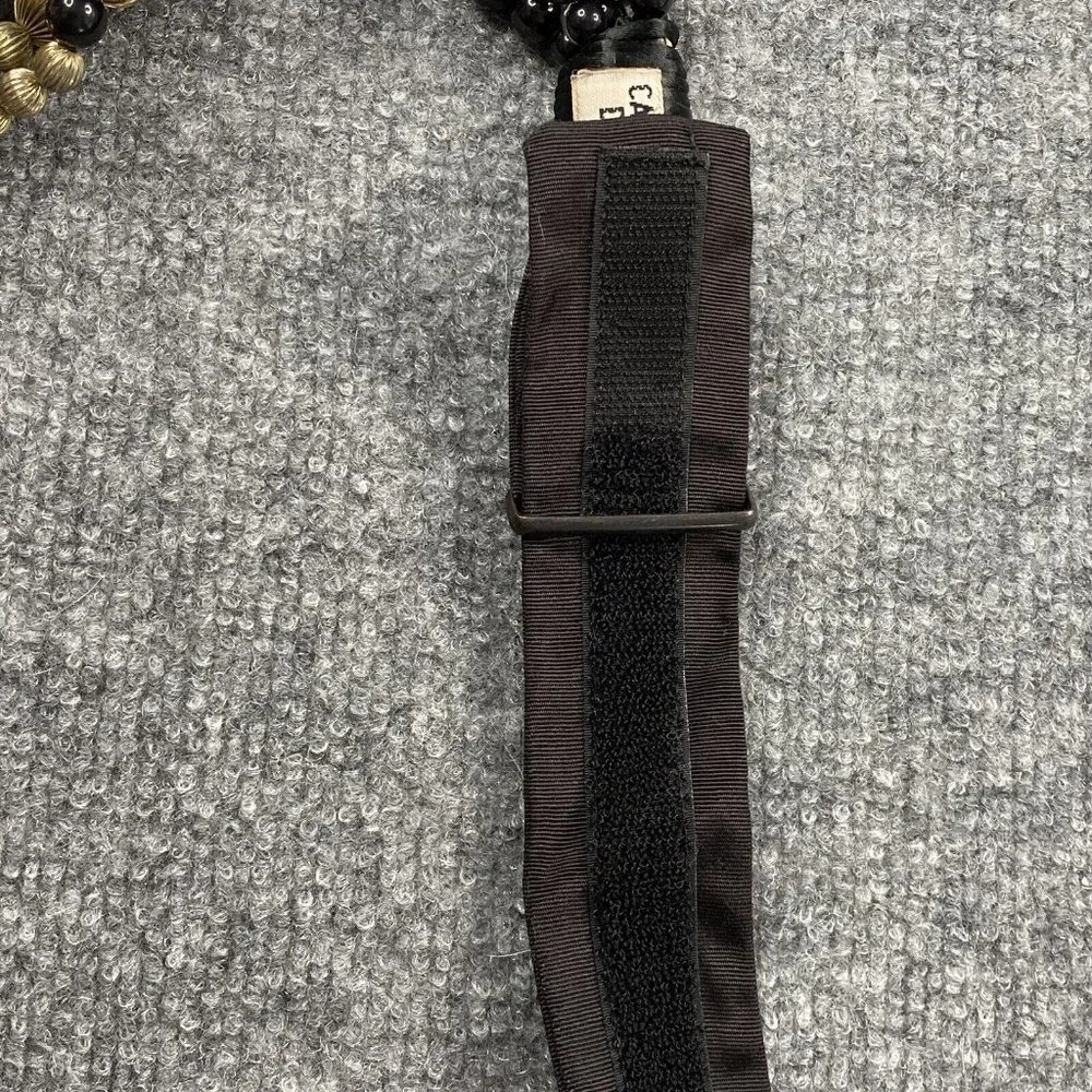 VTG Carolyn Tanner Beaded‎ Belt Women M Black Gold Adjustable Statement 80s 90s